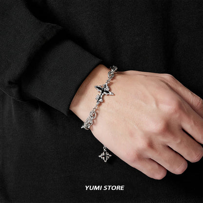 Retro Flame Cross Bracelet - Unisex Hip Hop Titanium Steel Jewelry - ZOOMNSTORE