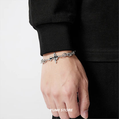 Retro Flame Cross Bracelet - Unisex Hip Hop Titanium Steel Jewelry - ZOOMNSTORE
