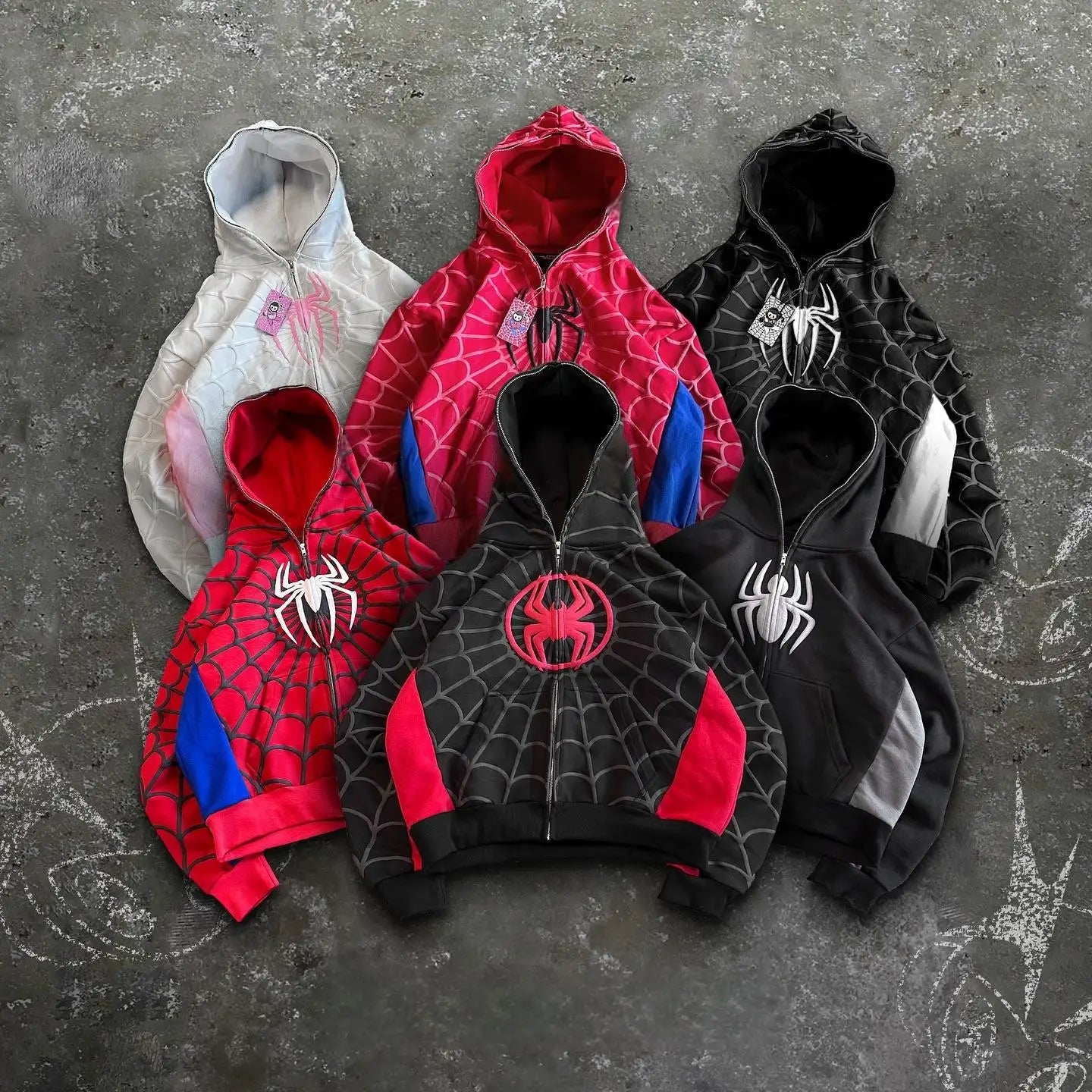 Retro Gothic Hoodie - Y2K Fashion Oversized Zipper Hoodie With 3D Print - ZOOMNSTORE