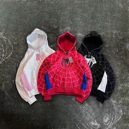 Retro Gothic Hoodie - Y2K Fashion Oversized Zipper Hoodie With 3D Print - ZOOMNSTORE