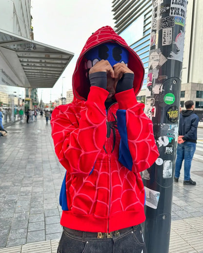 Retro Gothic Hoodie - Y2K Fashion Oversized Zipper Hoodie With 3D Print - ZOOMNSTORE