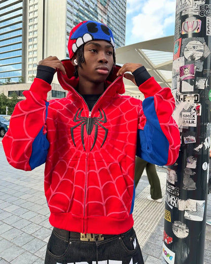Retro Gothic Hoodie - Y2K Fashion Oversized Zipper Hoodie With 3D Print - ZOOMNSTORE