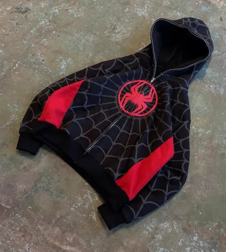 Retro Gothic Hoodie - Y2K Fashion Oversized Zipper Hoodie With 3D Print - ZOOMNSTORE