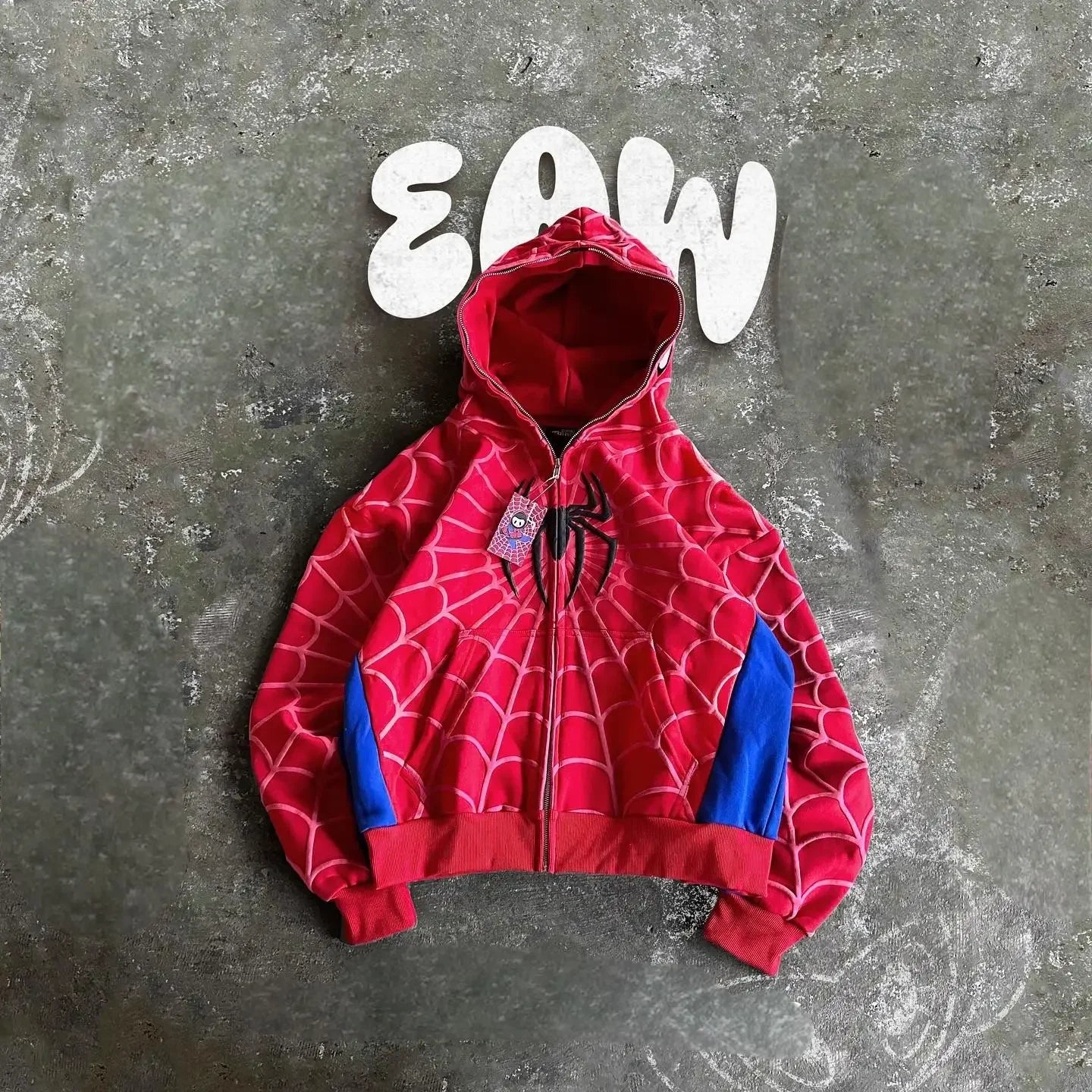 Retro Gothic Hoodie - Y2K Fashion Oversized Zipper Hoodie With 3D Print - ZOOMNSTORE