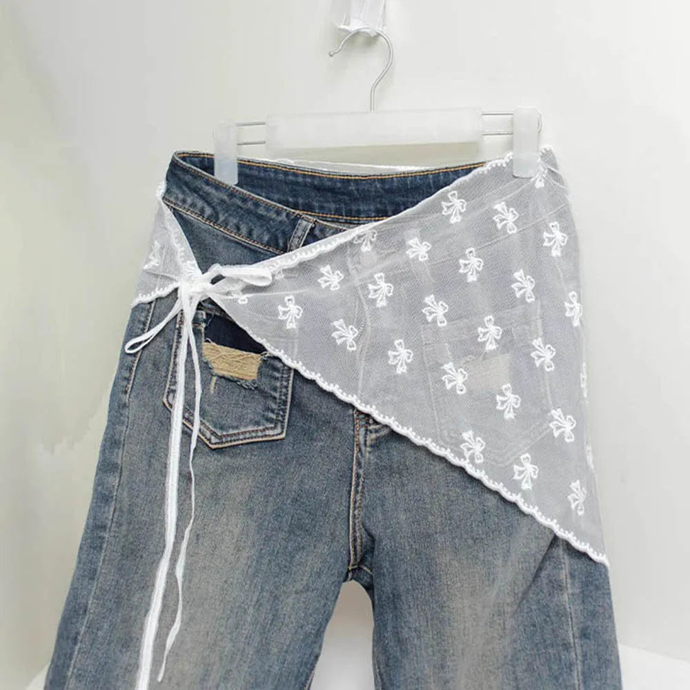 Retro Lace Triangle Headscarf - Y2K Floral Embroidered Crochet Hair Scarf for Women and Girls - ZOOMNSTORE