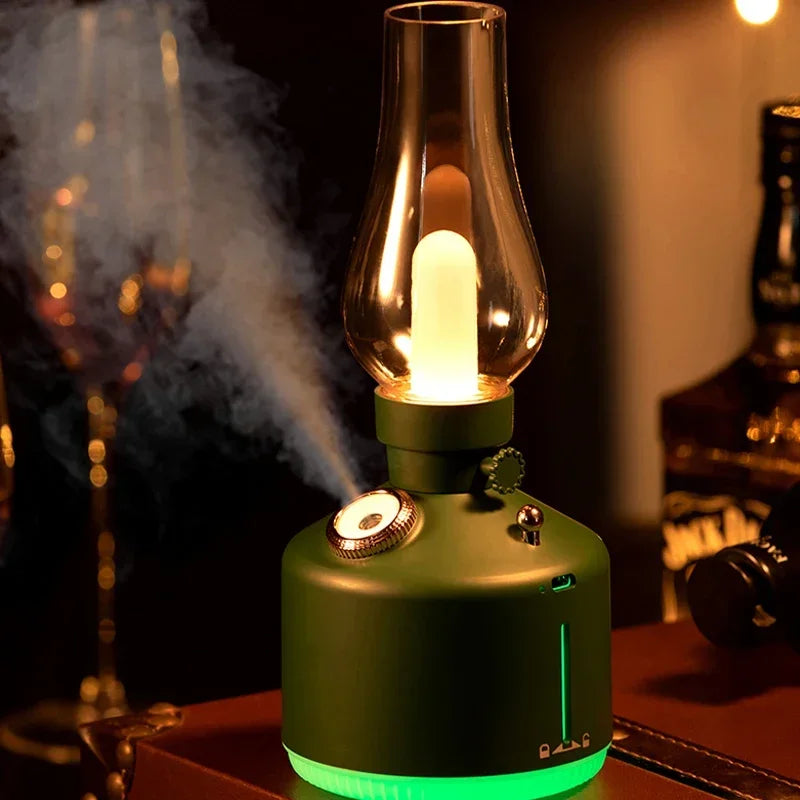 Retro Lamp Humidifier - Wireless Aroma Diffuser with Cool Mist, 7 Color Lights & Rechargeable Battery - ZOOMNSTORE