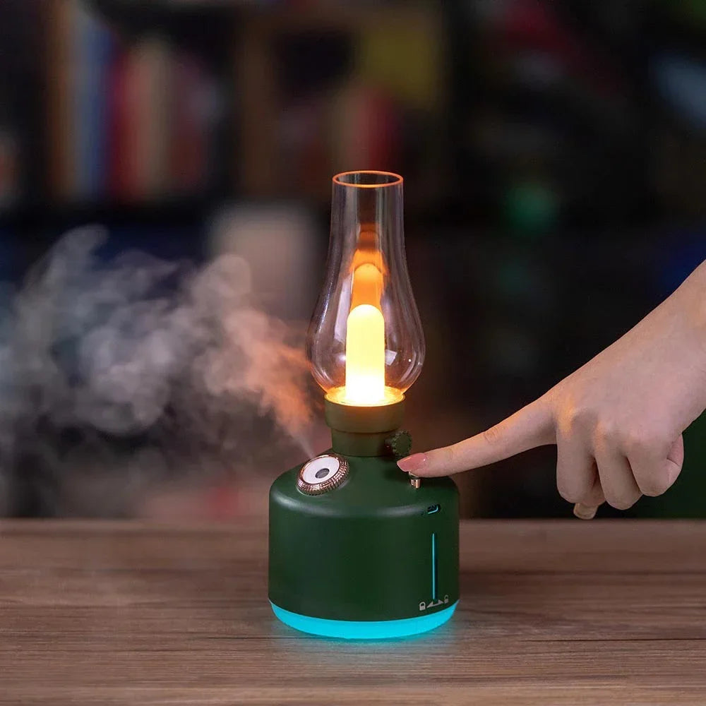 Retro Lamp Humidifier - Wireless Aroma Diffuser with Cool Mist, 7 Color Lights & Rechargeable Battery - ZOOMNSTORE