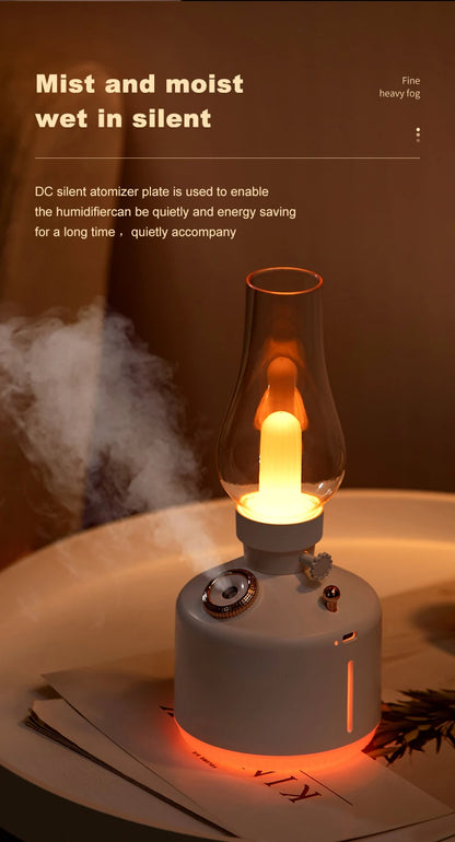 Retro Lamp Humidifier - Wireless Aroma Diffuser with Cool Mist, 7 Color Lights & Rechargeable Battery - ZOOMNSTORE
