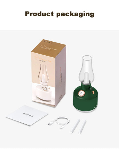 Retro Lamp Humidifier - Wireless Aroma Diffuser with Cool Mist, 7 Color Lights & Rechargeable Battery - ZOOMNSTORE