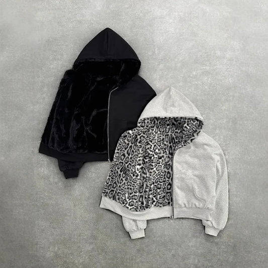 Retro Leopard Print Hoodie - Oversized Casual Sweatshirt for Men - ZOOMNSTORE