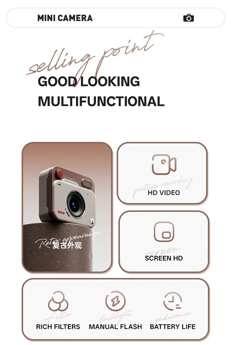 Retro Mini Digital Camera – Compact High Definition CCD Sensor Camera for Student Photography - ZOOMNSTORE