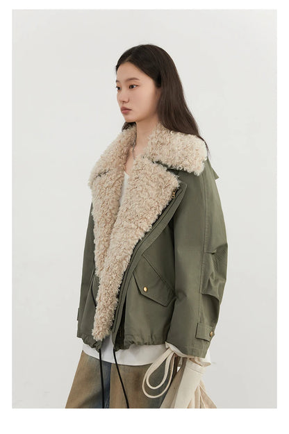 Retro Motorcycle Jacket - Womens Casual Cotton Overcoat for Autumn Winter 2024 - ZOOMNSTORE