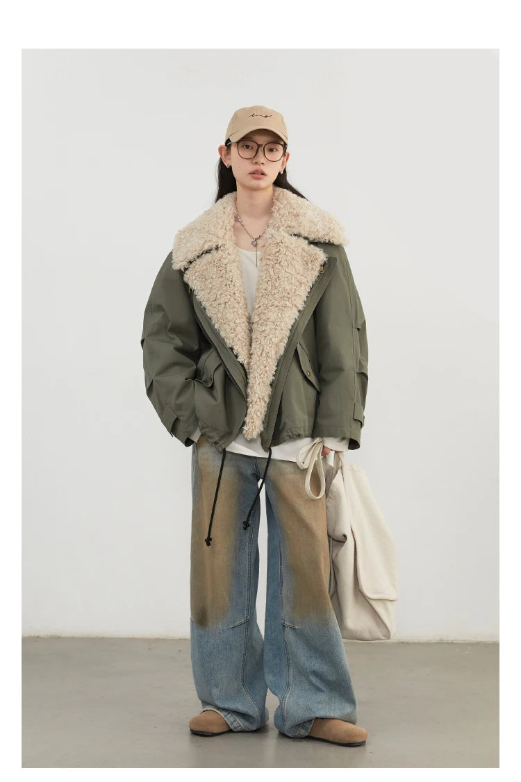 Retro Motorcycle Jacket - Womens Casual Cotton Overcoat for Autumn Winter 2024 - ZOOMNSTORE