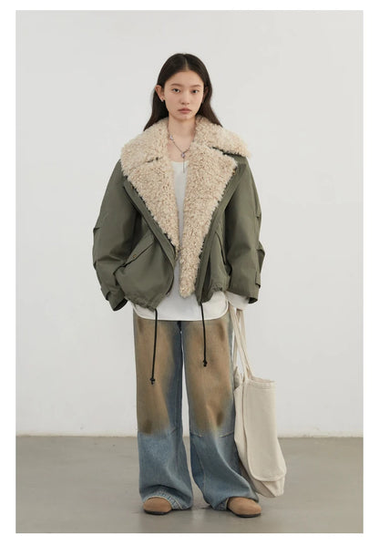 Retro Motorcycle Jacket - Womens Casual Cotton Overcoat for Autumn Winter 2024 - ZOOMNSTORE