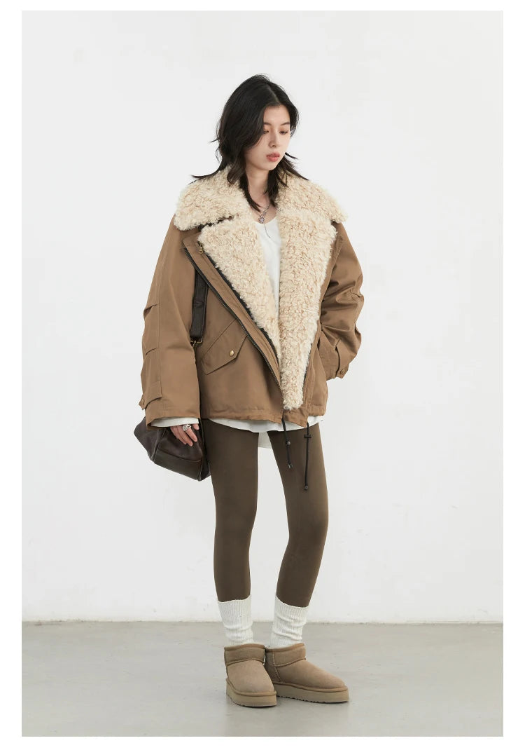 Retro Motorcycle Jacket - Womens Casual Cotton Overcoat for Autumn Winter 2024 - ZOOMNSTORE