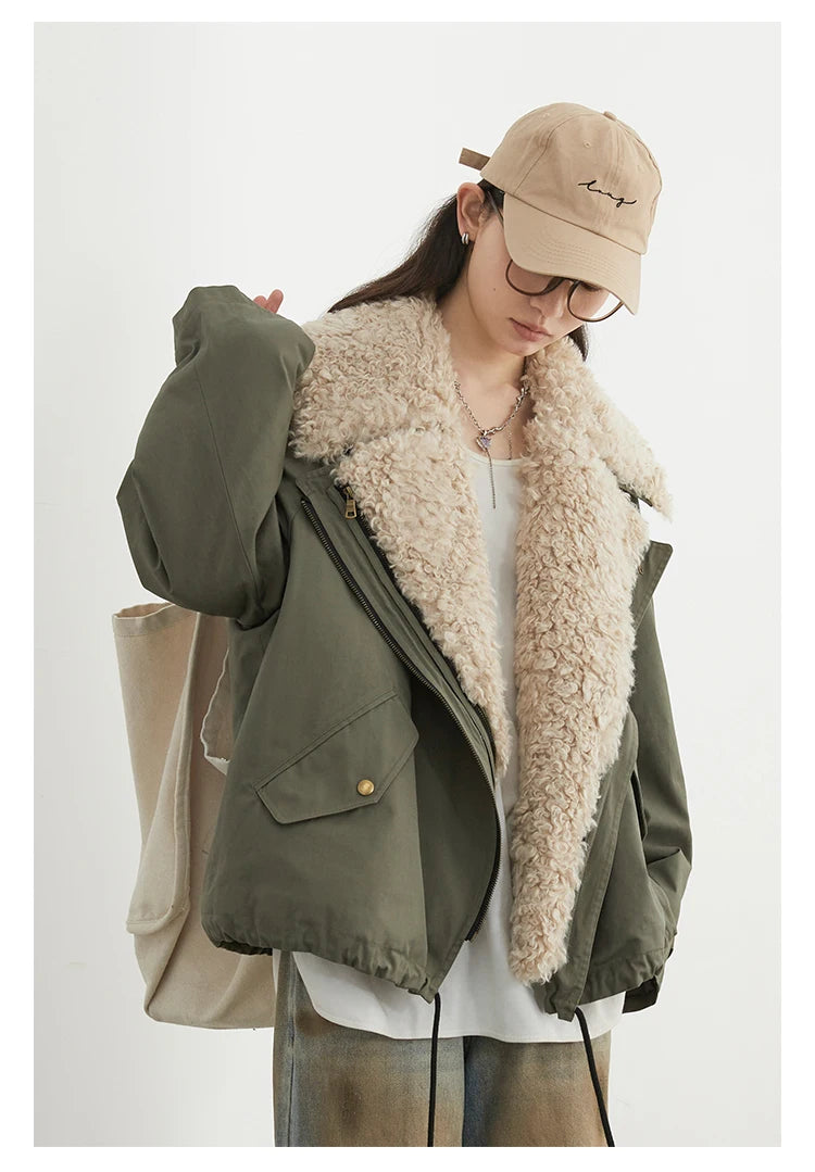 Retro Motorcycle Jacket - Womens Casual Cotton Overcoat for Autumn Winter 2024 - ZOOMNSTORE
