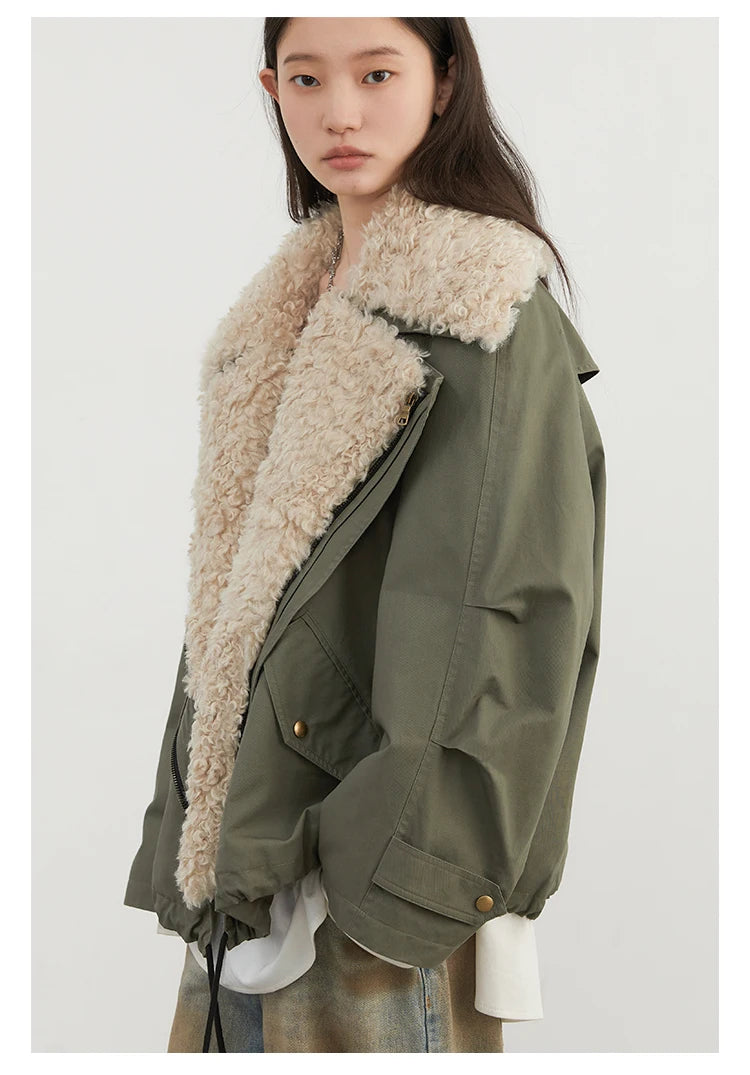 Retro Motorcycle Jacket - Womens Casual Cotton Overcoat for Autumn Winter 2024 - ZOOMNSTORE