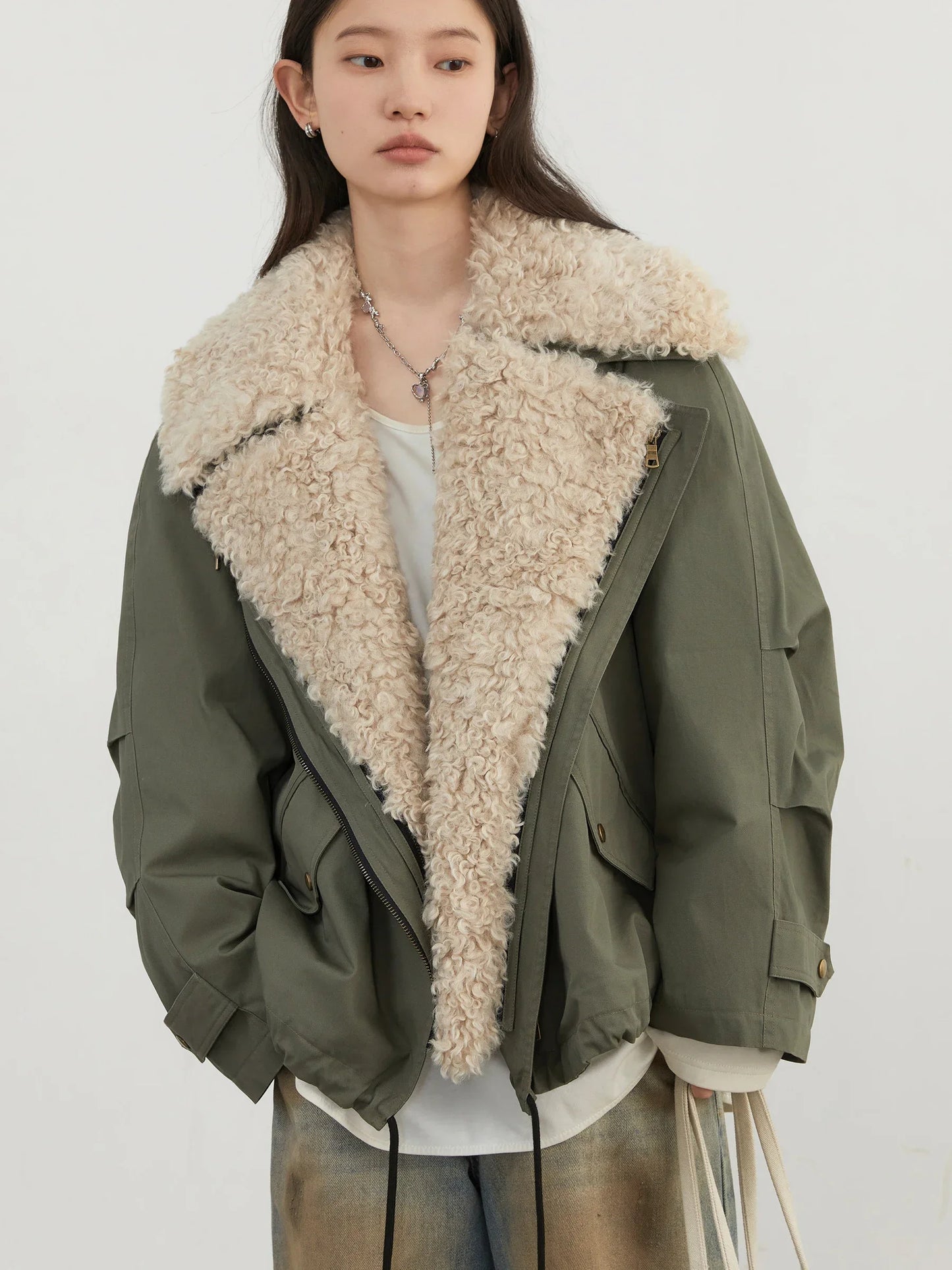 Retro Motorcycle Jacket - Womens Casual Cotton Overcoat for Autumn Winter 2024 - ZOOMNSTORE