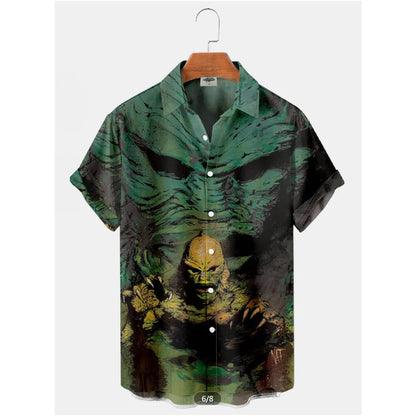 Retro Movie Character Shirt - Casual Summer Short Sleeve Hawaiian Top for Men - ZOOMNSTORE
