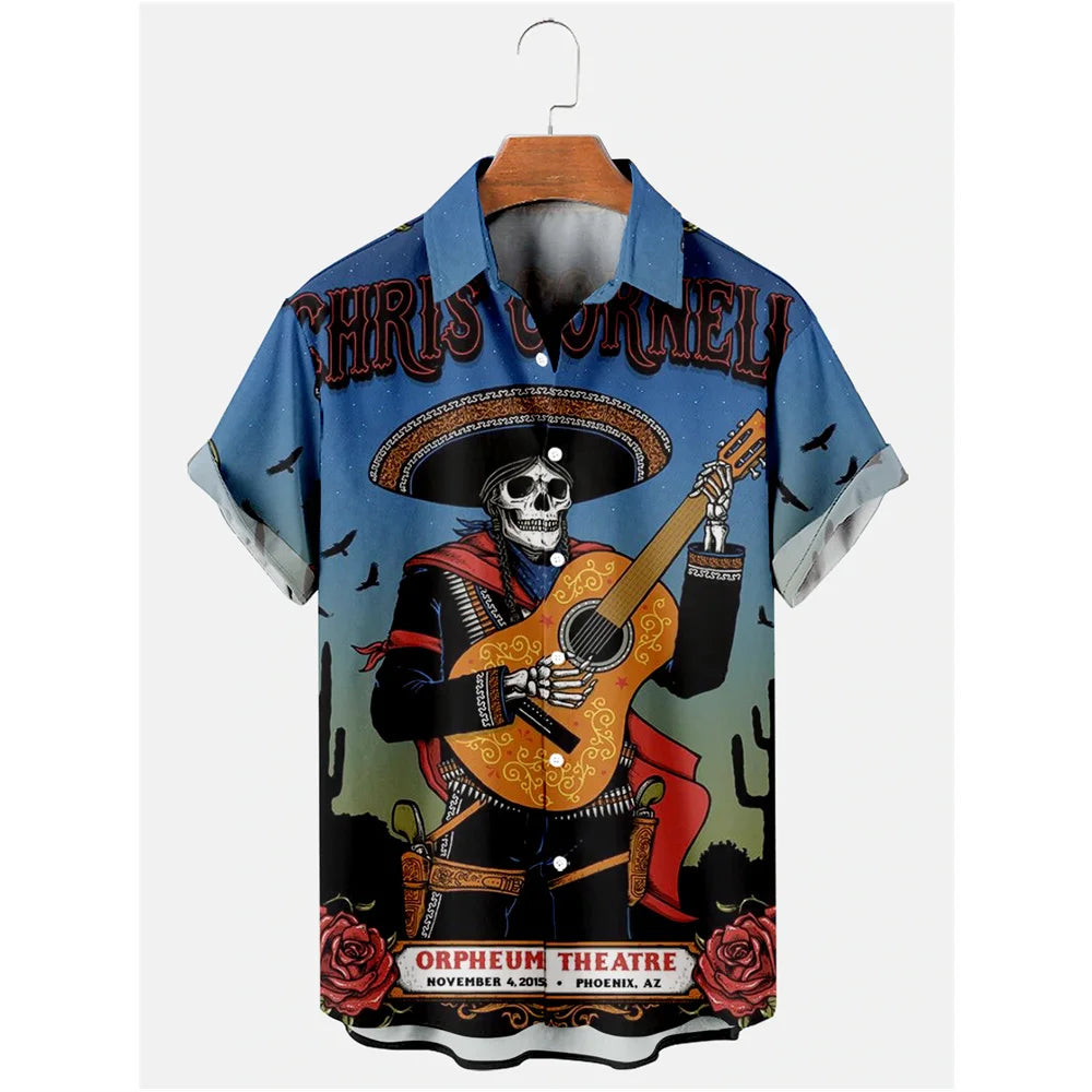 Retro Movie Character Shirt - Casual Summer Short Sleeve Hawaiian Top for Men - ZOOMNSTORE