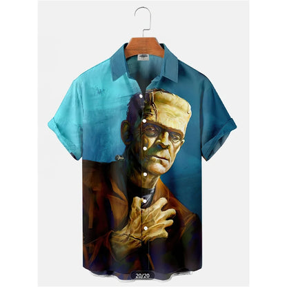 Retro Movie Character Shirt - Casual Summer Short Sleeve Hawaiian Top for Men - ZOOMNSTORE