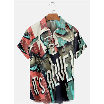 Retro Movie Character Shirt - Casual Summer Short Sleeve Hawaiian Top for Men - ZOOMNSTORE