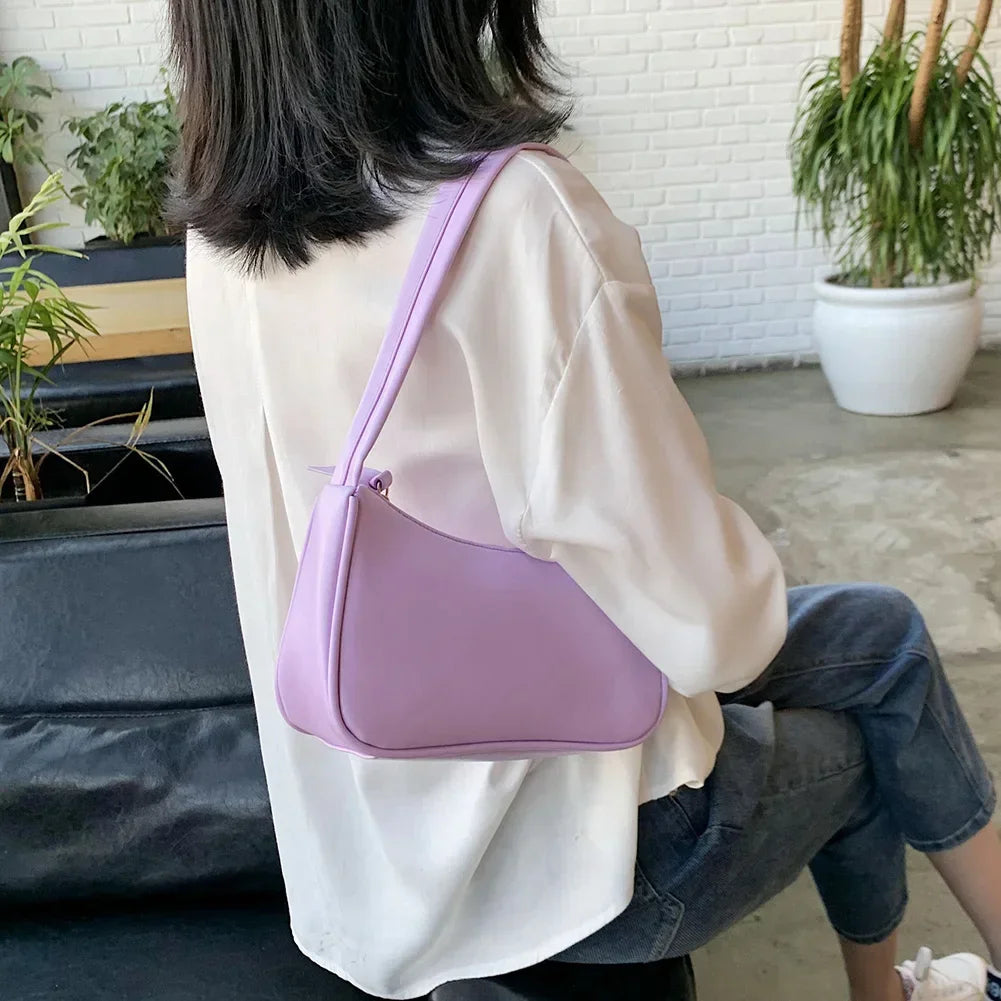 Retro PU Leather Shoulder Bag - Casual Small Top-Handle Handbag for Women - ZOOMNSTORE