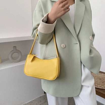 Retro PU Leather Shoulder Bag - Casual Small Top-Handle Handbag for Women - ZOOMNSTORE