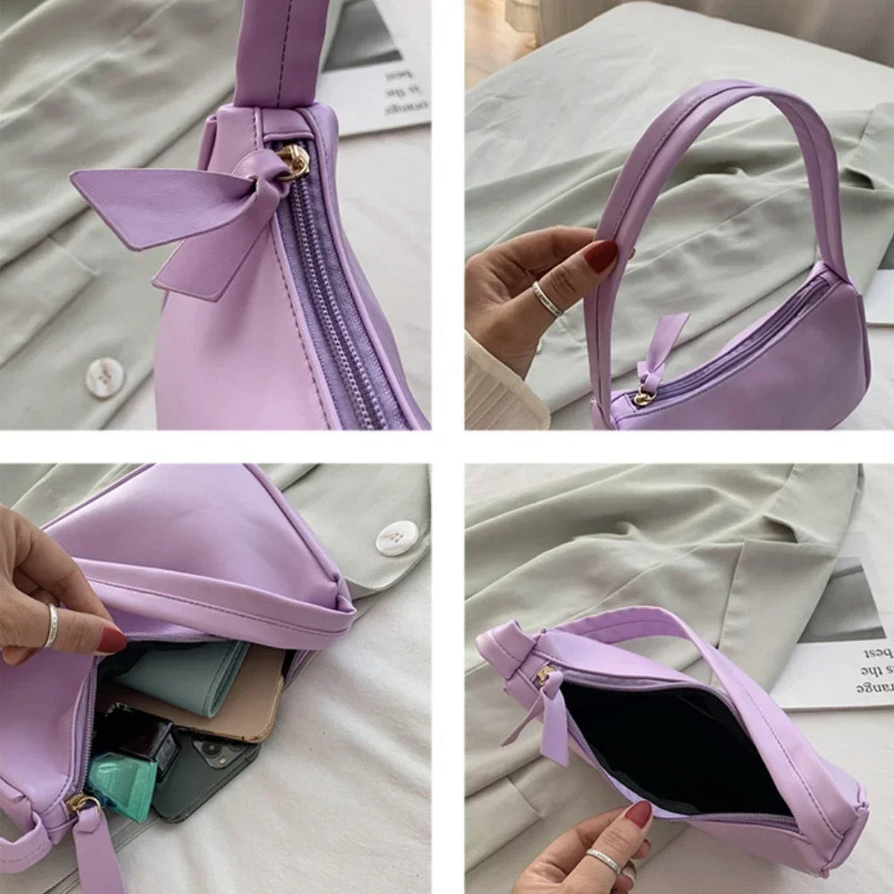 Retro PU Leather Shoulder Bag - Casual Small Top-Handle Handbag for Women - ZOOMNSTORE