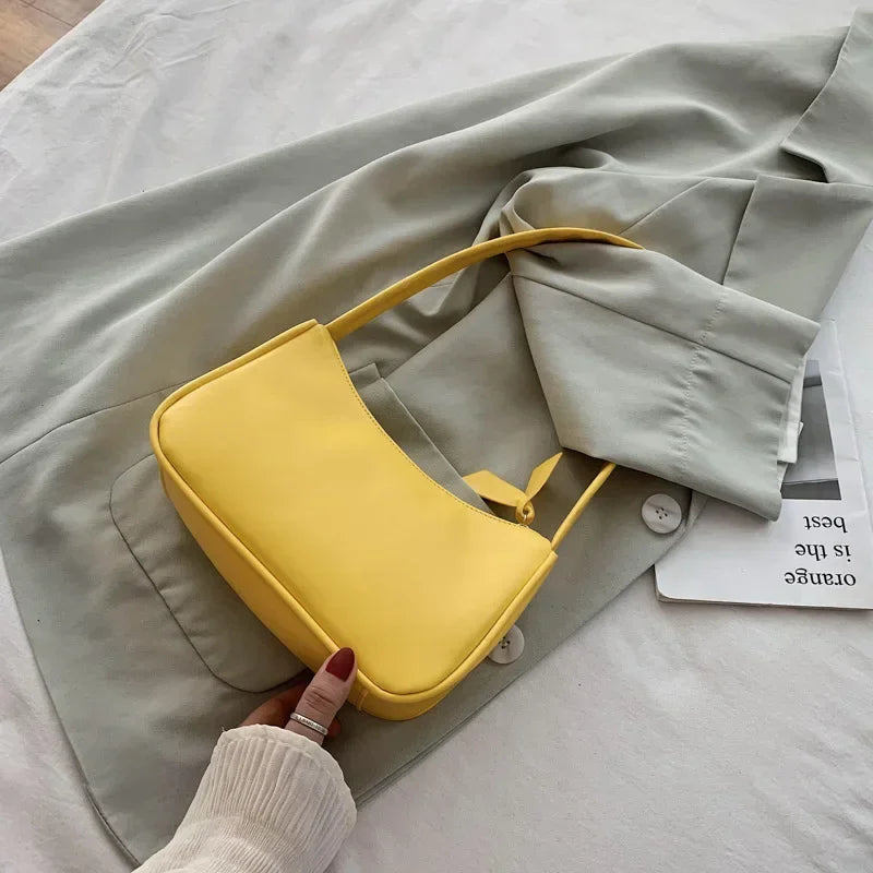 Retro PU Leather Shoulder Bag - Casual Small Top-Handle Handbag for Women - ZOOMNSTORE