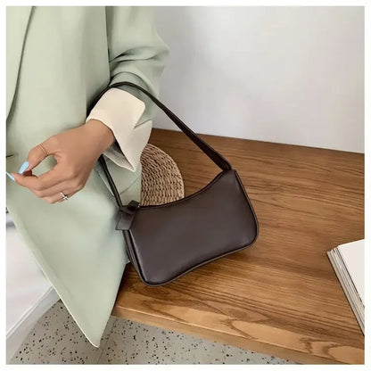 Retro PU Leather Shoulder Bag - Casual Small Top-Handle Handbag for Women - ZOOMNSTORE
