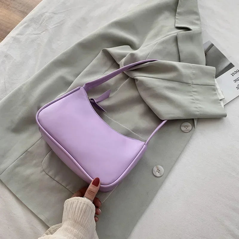 Retro PU Leather Shoulder Bag - Casual Small Top-Handle Handbag for Women - ZOOMNSTORE