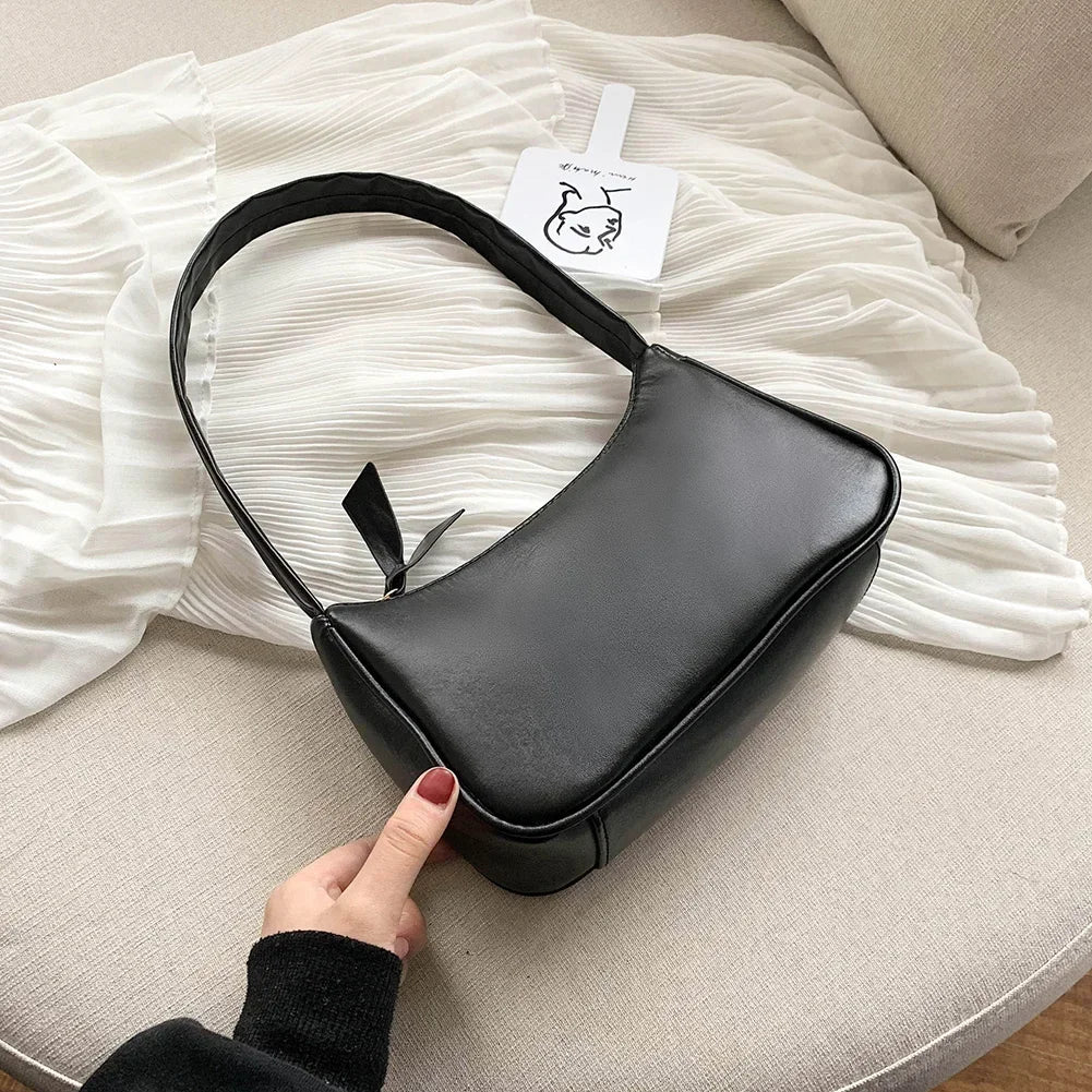 Retro PU Leather Shoulder Bag - Casual Small Top-Handle Handbag for Women - ZOOMNSTORE