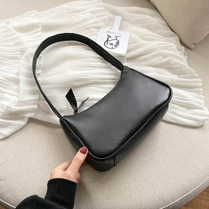 Retro PU Leather Shoulder Bag - Casual Small Top-Handle Handbag for Women - ZOOMNSTORE