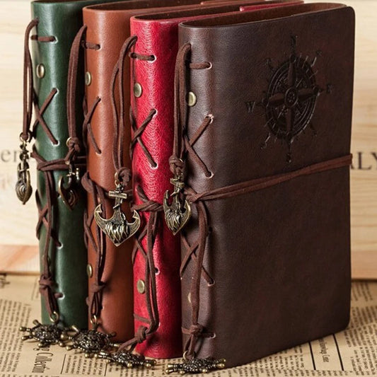 Retro Pirate Notebook - Vintage Leather Spiral Journal with Replaceable Pages - ZOOMNSTORE