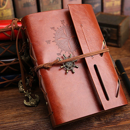 Retro Pirate Notebook - Vintage Leather Spiral Journal with Replaceable Pages - ZOOMNSTORE