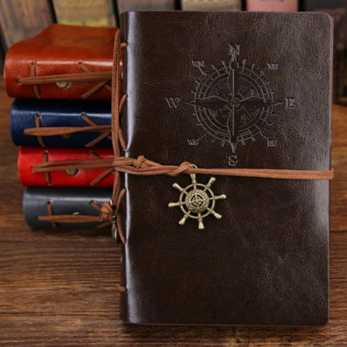 Retro Pirate Notebook - Vintage Leather Spiral Journal with Replaceable Pages - ZOOMNSTORE