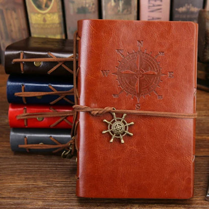 Retro Pirate Notebook - Vintage Leather Spiral Journal with Replaceable Pages - ZOOMNSTORE