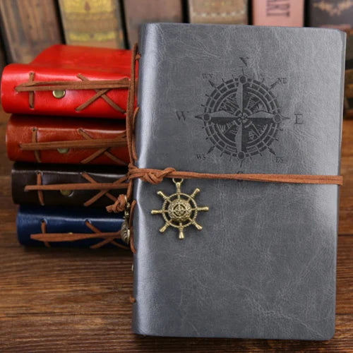 Retro Pirate Notebook - Vintage Leather Spiral Journal with Replaceable Pages - ZOOMNSTORE