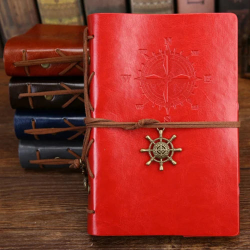 Retro Pirate Notebook - Vintage Leather Spiral Journal with Replaceable Pages - ZOOMNSTORE
