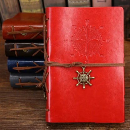 Retro Pirate Notebook - Vintage Leather Spiral Journal with Replaceable Pages - ZOOMNSTORE