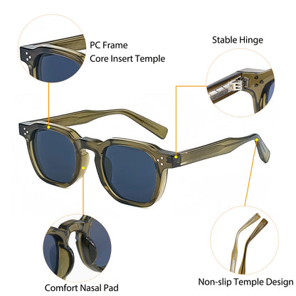 Retro Punk Sunglasses - Small Frame Square Design for Men  Women Ideal for Travel Parties and Festivals - ZOOMNSTORE