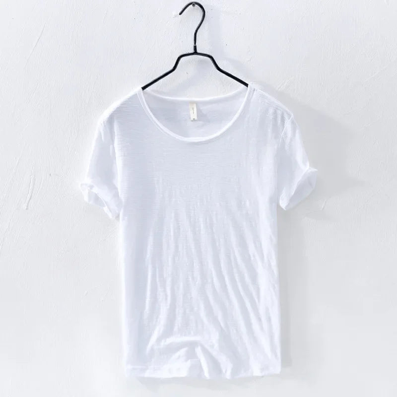 Retro Cotton T-Shirt for Men - Lightweight Slim-Fit O-Neck Casual Top - ZOOMNSTORE