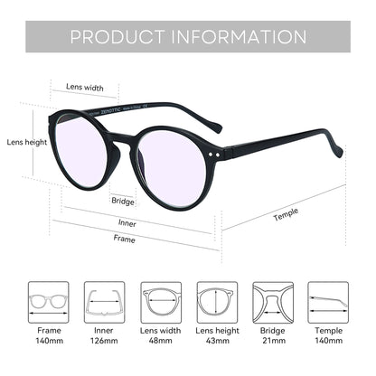 Retro Reading Glasses | Anti Glare, UV400 Protection, Circular Frame Stylish Reading Glasses - ZOOMNSTORE