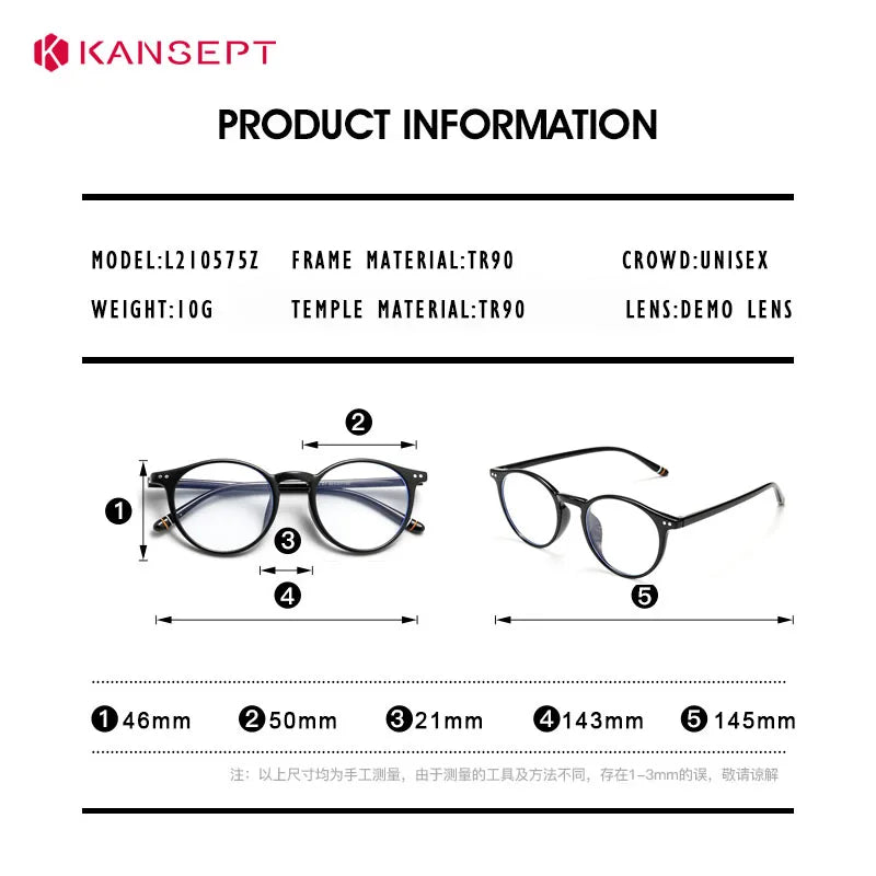 Retro Round Prescription Glasses - KANSEPT Optical Eyewear With Anti Reflective Lenses - ZOOMNSTORE