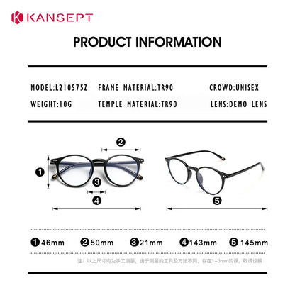 Retro Round Prescription Glasses - KANSEPT Optical Eyewear With Anti Reflective Lenses - ZOOMNSTORE