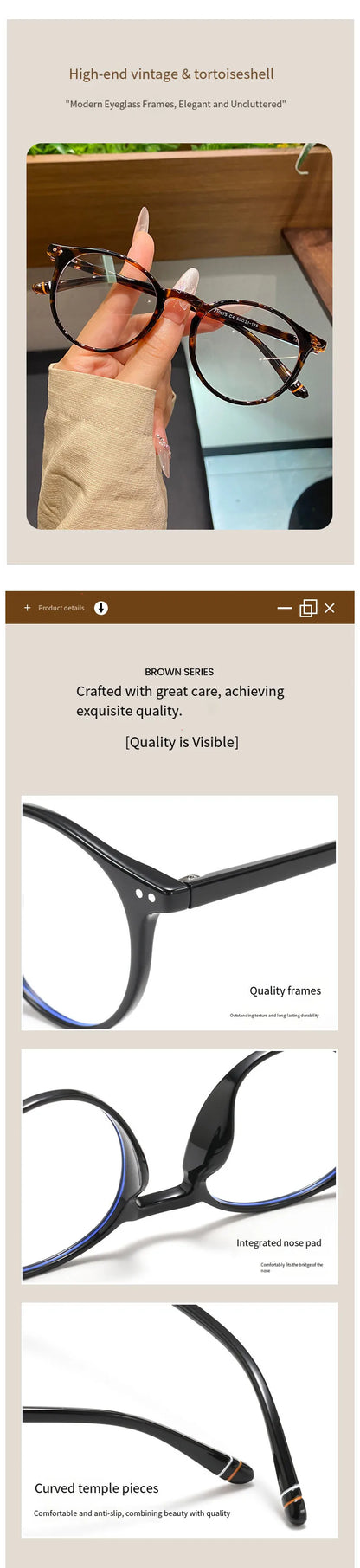 Retro Round Prescription Glasses - KANSEPT Optical Eyewear With Anti Reflective Lenses - ZOOMNSTORE