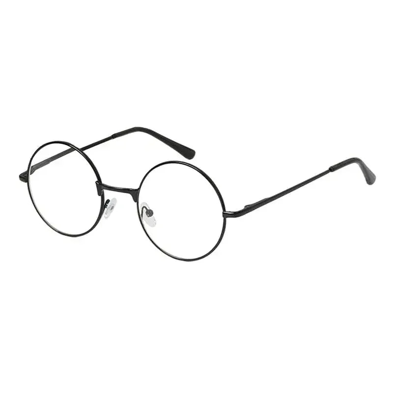 Retro Round Reading Glasses - Full Rim Metal Frame Blue Light Eyewear +4.00 Magnification - ZOOMNSTORE