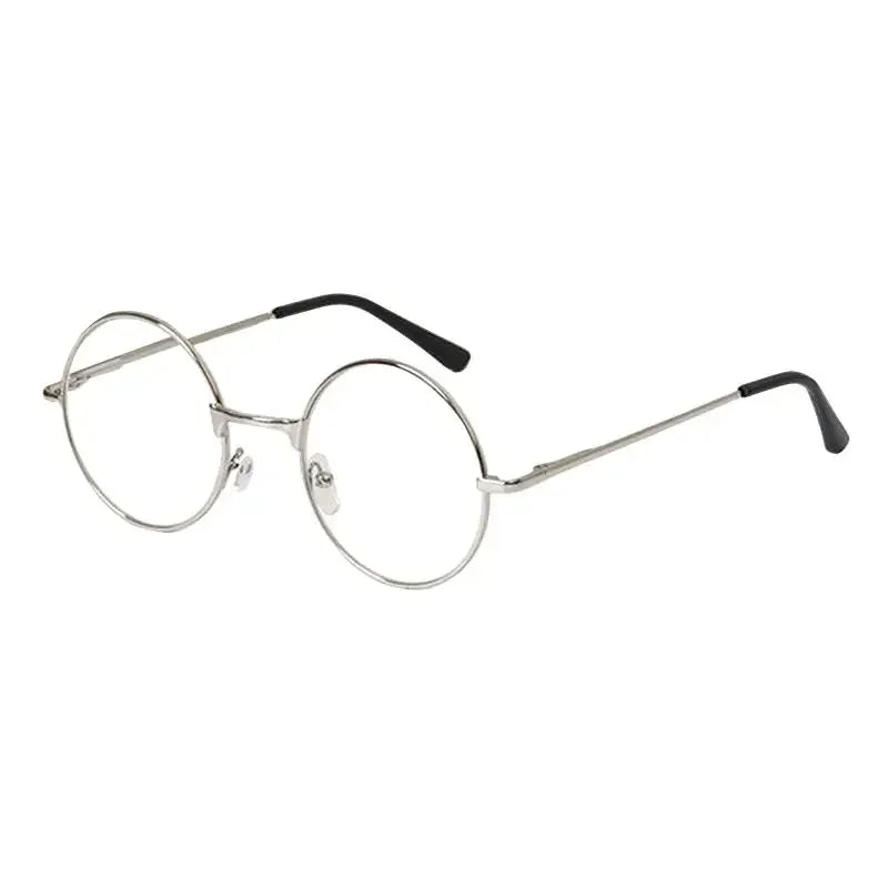 Retro Round Reading Glasses - Full Rim Metal Frame Blue Light Eyewear +4.00 Magnification - ZOOMNSTORE