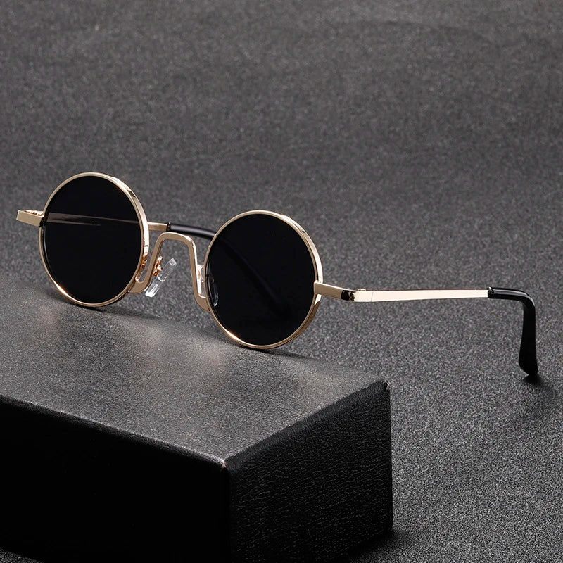 Retro Round Sunglasses – Hippie Circular Metal Glasses With UV Protection Eyewear - ZOOMNSTORE
